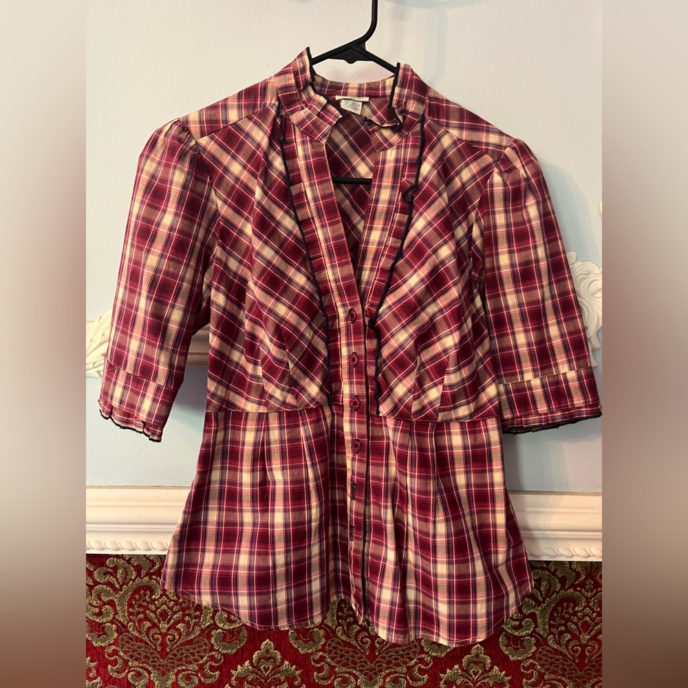 Adorable Plaid Button-Up Blouse From  Anthropologie